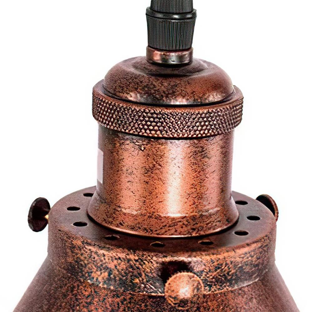 Carlotta copper cone pendant light – lamp holder and knob close-up