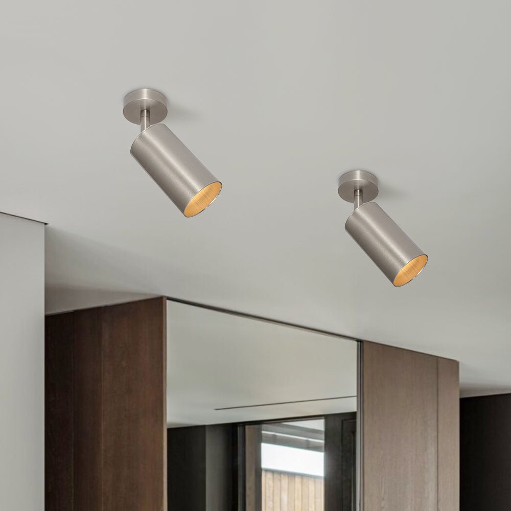 Remy adjustable spot ceiling light – pair in nickel in a room