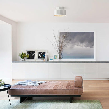 Colette ribbed resin ceiling light – in a living room