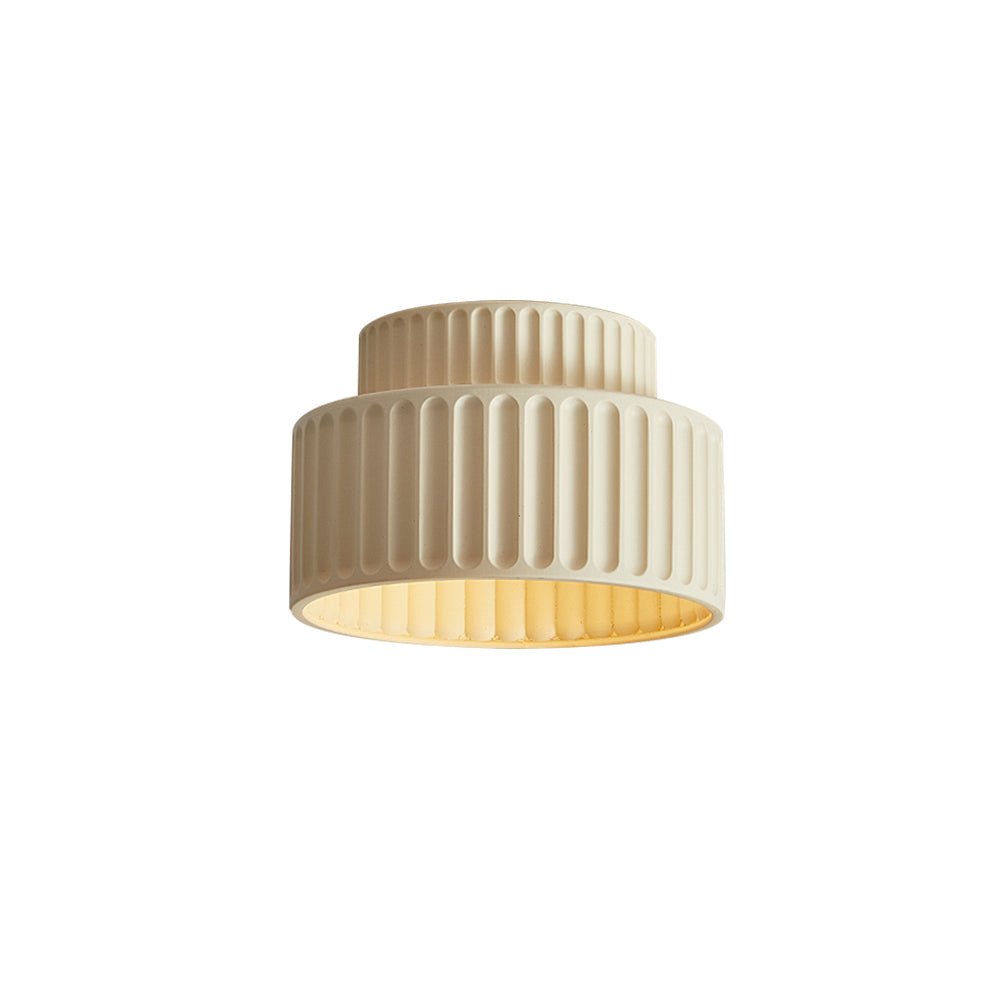 Colette ribbed resin ceiling light – in beige on white