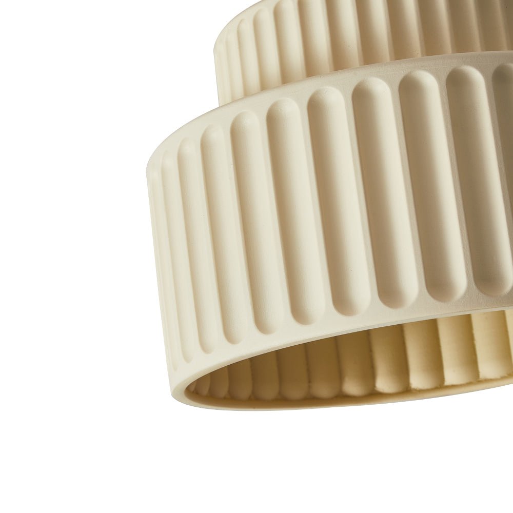 Colette ribbed resin ceiling light – cream ribbed tiers close-up