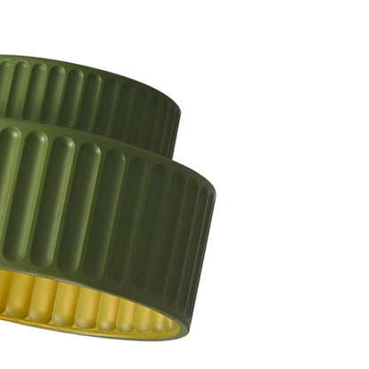 Colette ribbed resin ceiling light – green ribbed tiers close-up