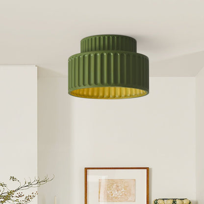 Colette ribbed resin ceiling light – in green in a room