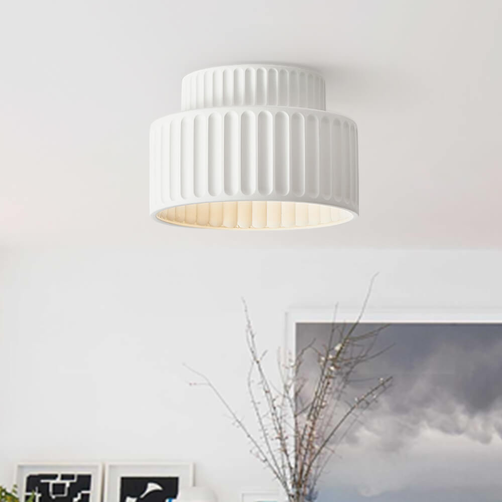 Colette ribbed resin ceiling light – in white by a window