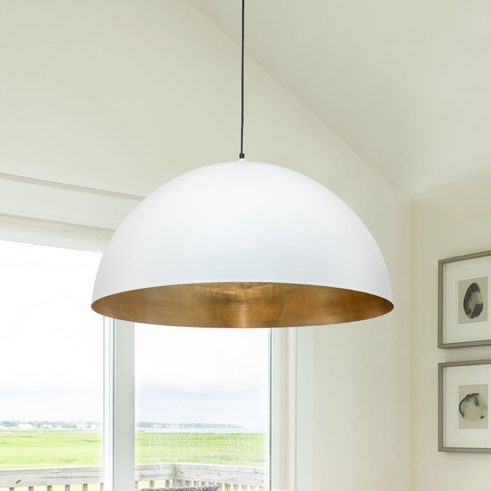 Octavia oversized dome pendant – white dome, close view