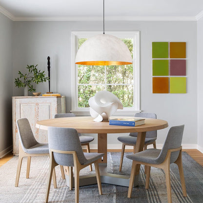 Octavia oversized dome pendant – white dome over a dining table