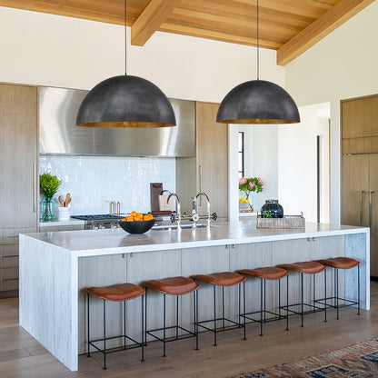 Octavia oversized dome pendant – two domes over a white kitchen island