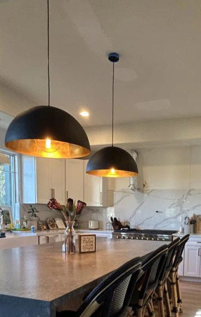 Octavia oversized dome pendant – two black domes in a kitchen