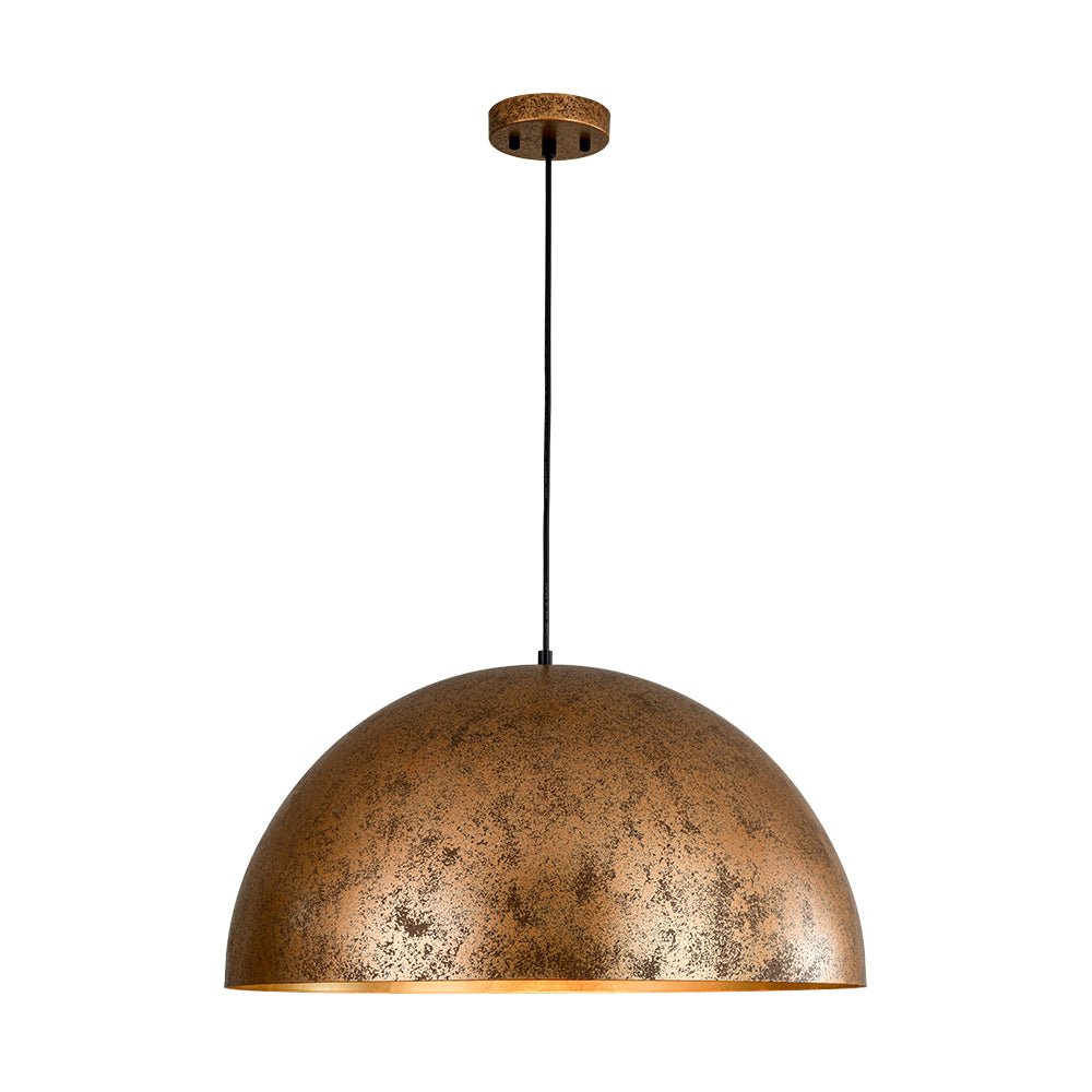 Octavia oversized dome pendant – rusty copper dome on white