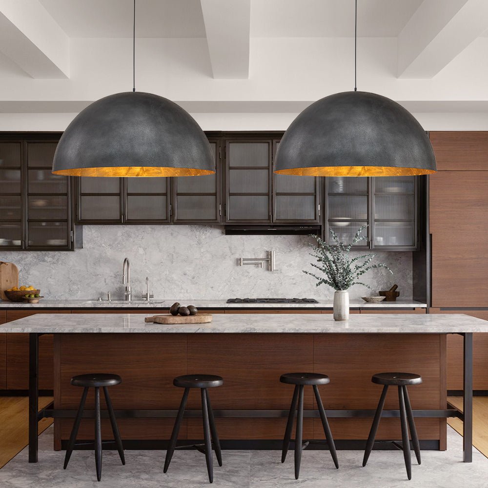 Octavia oversized dome pendant – two black domes over a dark island