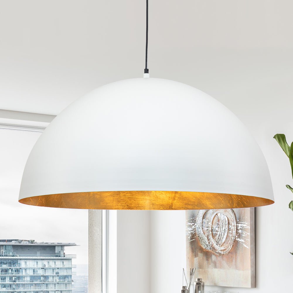 Octavia oversized dome pendant – white dome, lower view