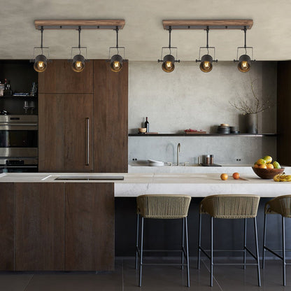 Montague track ceiling light – in a kitchen with a barn door