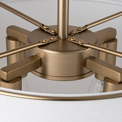 Theodora tapered drum ceiling light – brass arms close-up