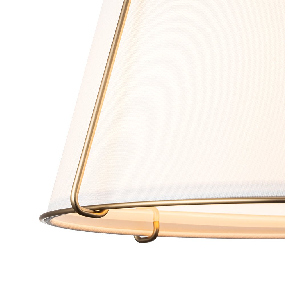 Theodora tapered drum ceiling light – linen shade edge close-up
