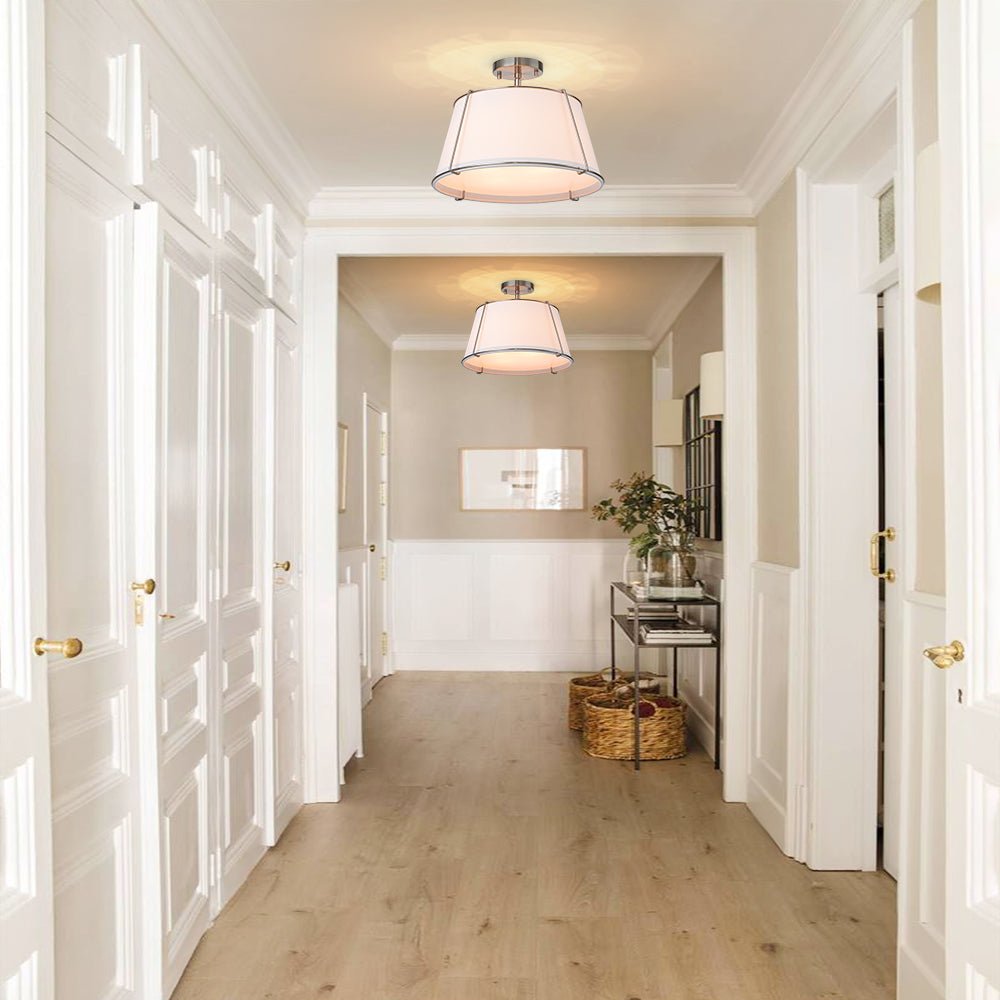 Theodora tapered drum ceiling light – in a bright hallway
