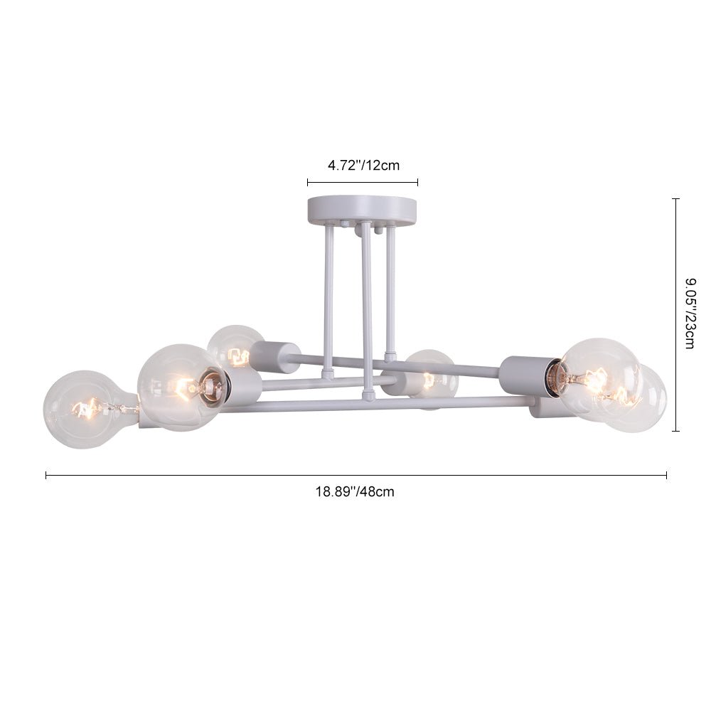 Cyrus six-light sputnik ceiling light – size diagram, white