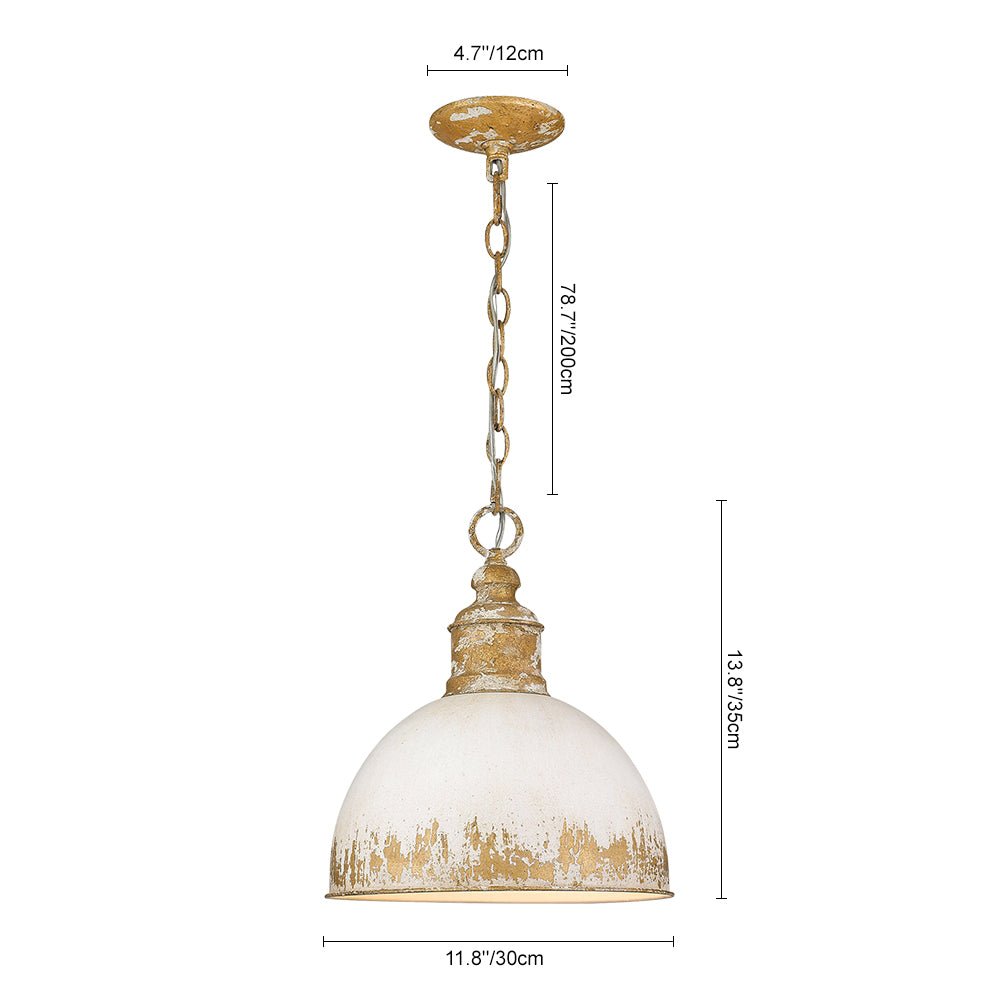 Marisol painted dome pendant – size diagram, white