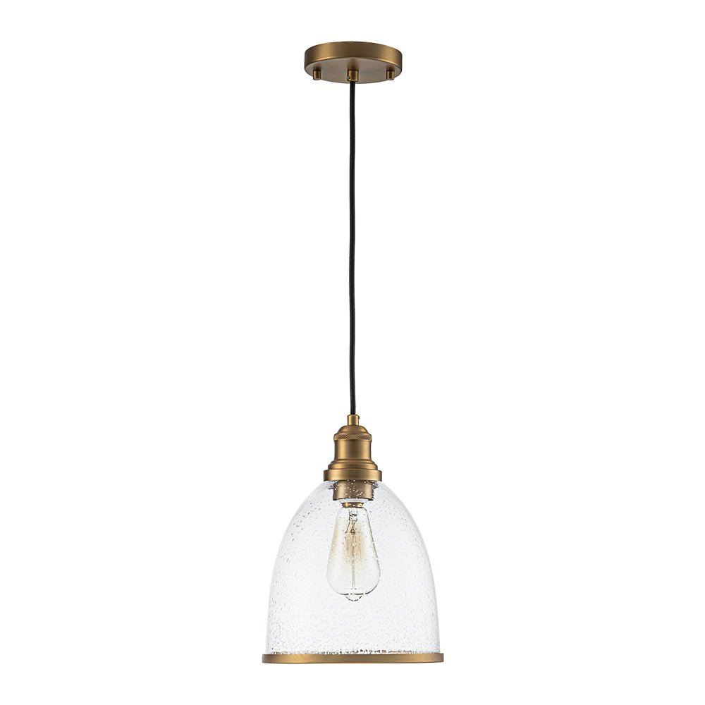 Sienna seeded glass dome pendant – on white, alternate view