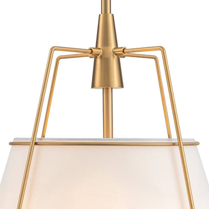 Ophelia tapered linen pendant – brass frame close-up