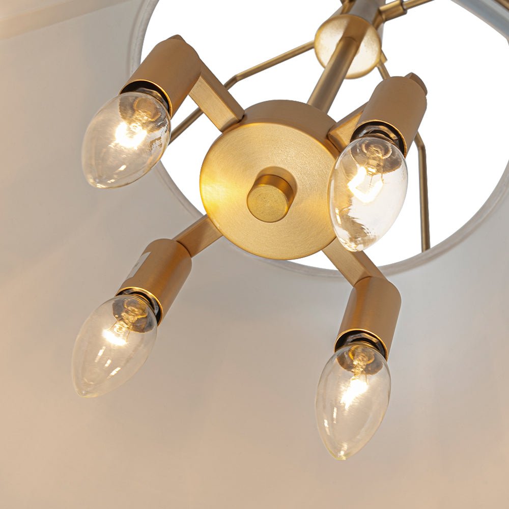 Ophelia tapered linen pendant – four-light cluster inside the shade