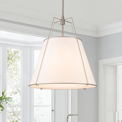 Ophelia tapered linen pendant – white shade by a window