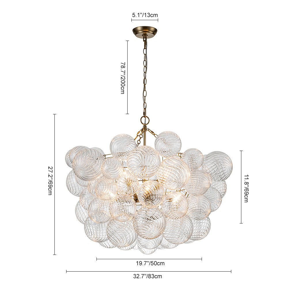 Annika bubble chandelier – size diagram, 8-light