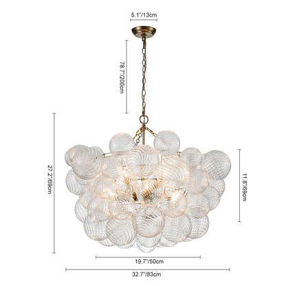 Annika bubble chandelier – size diagram, 8-light