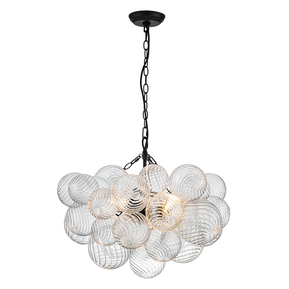 Annika bubble chandelier – with black chain on white