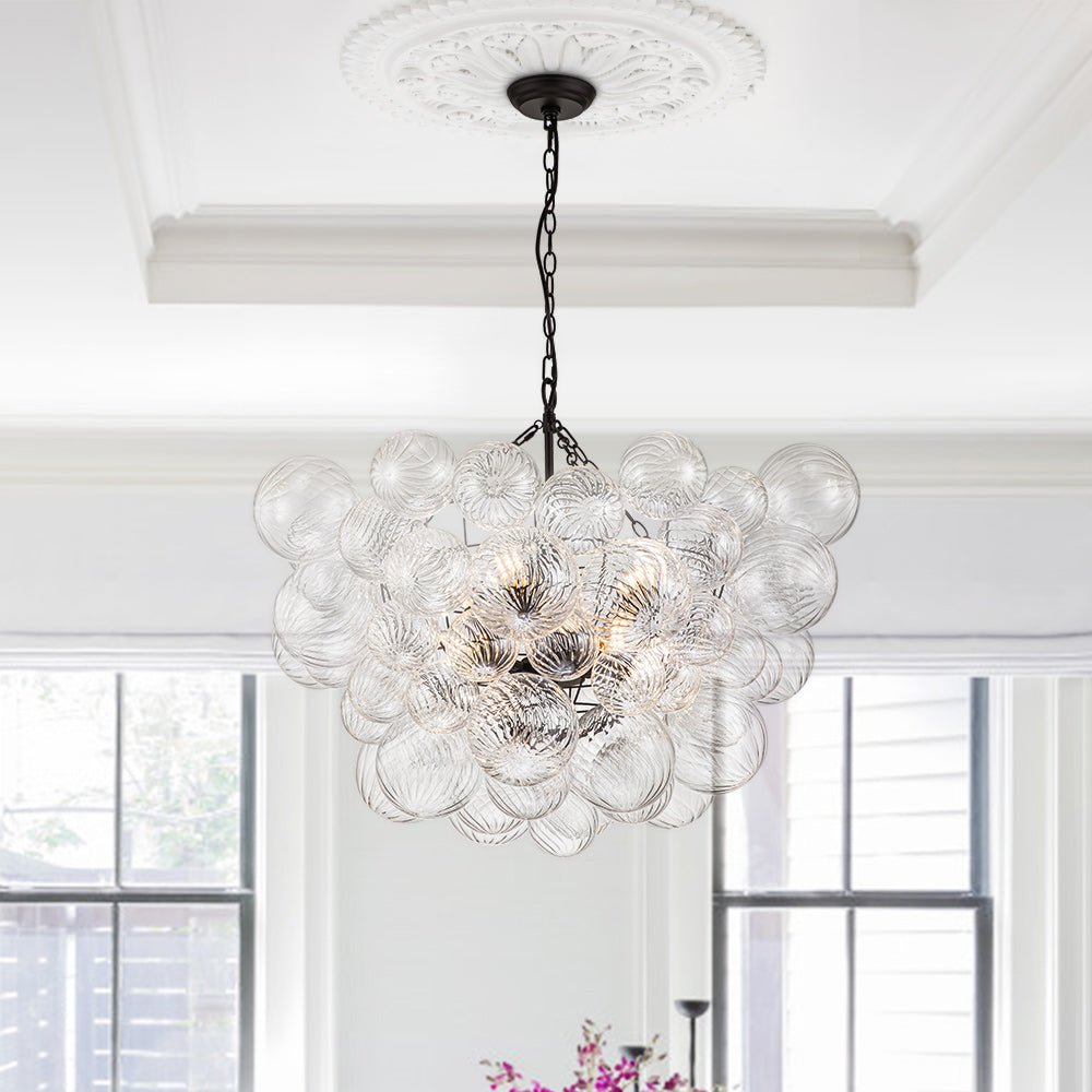 Annika bubble chandelier – in a white room