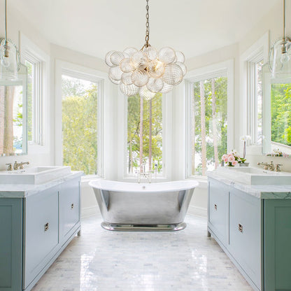 Annika bubble chandelier – in a bathroom with a freestanding tub