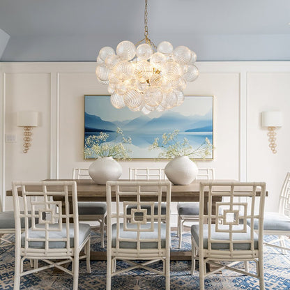Annika bubble chandelier – over a dining table with artwork