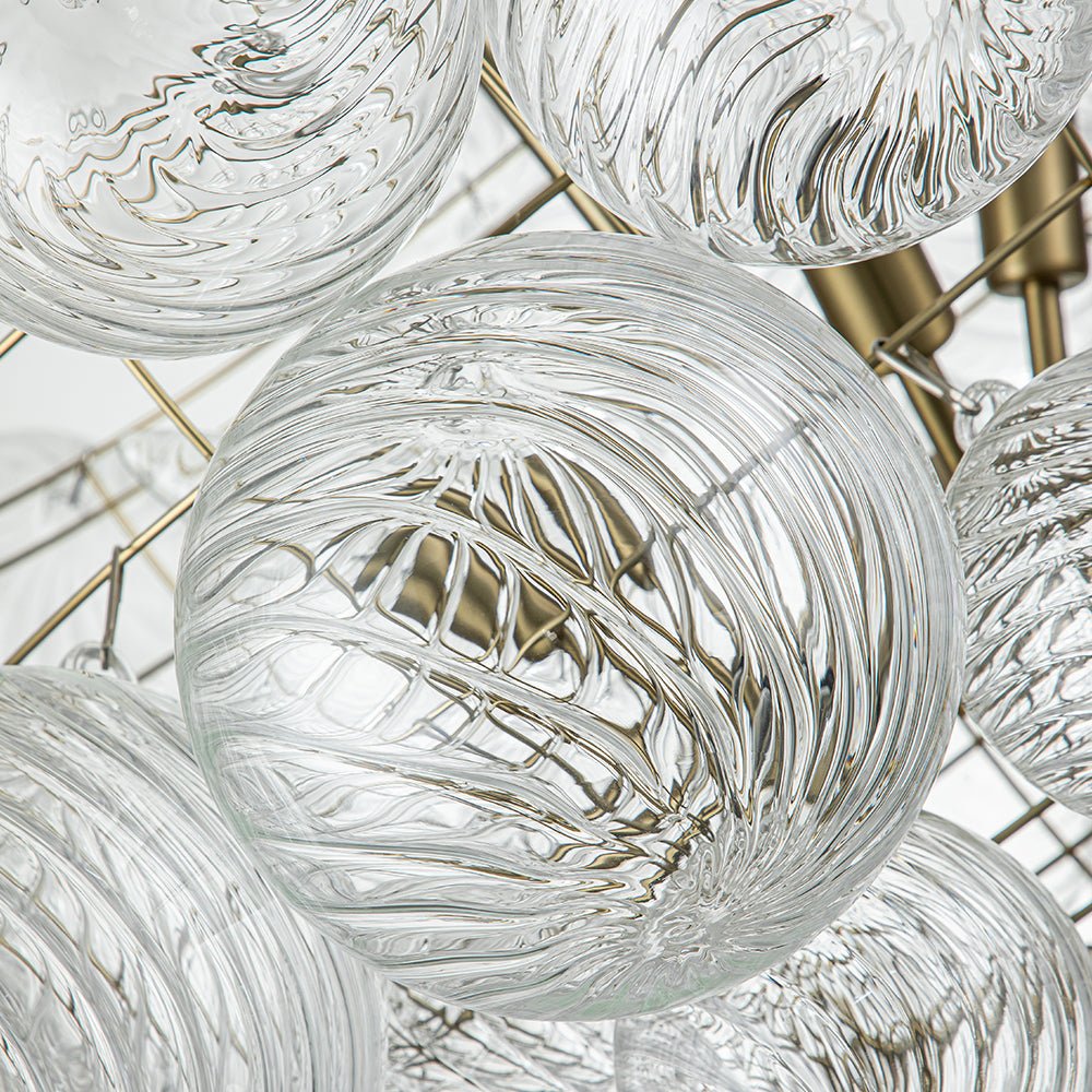 Annika bubble chandelier – ribbed glass bubbles close-up