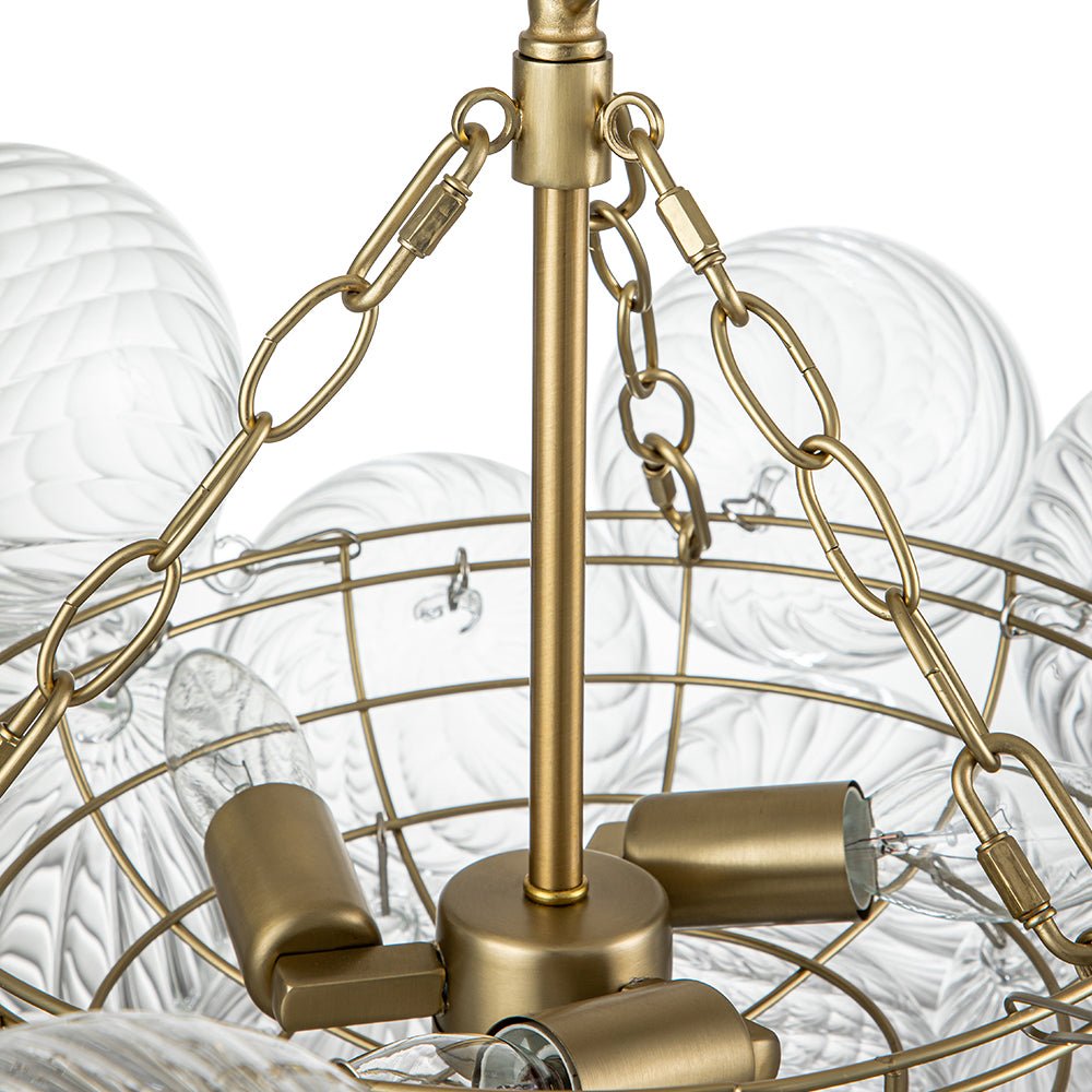 Annika bubble chandelier – brass frame and chain