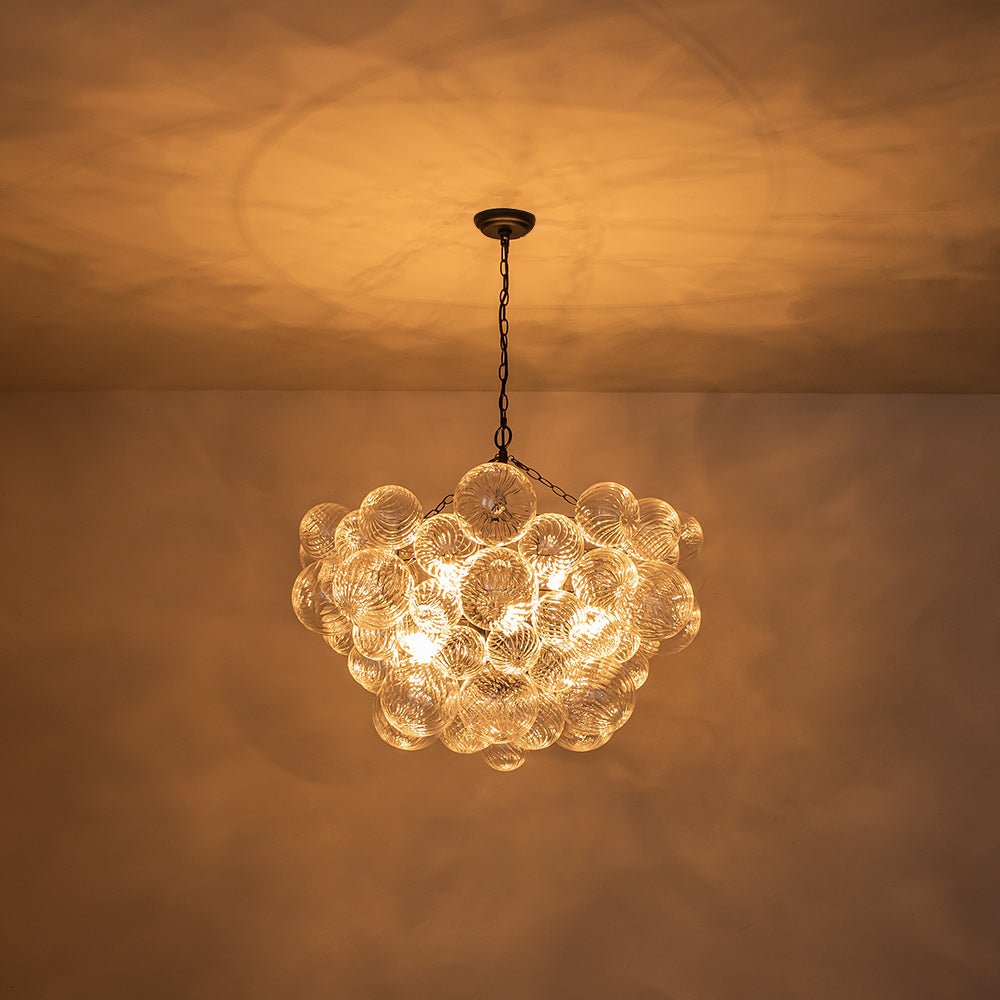 Annika bubble chandelier – lit with a warm glow, 8-light