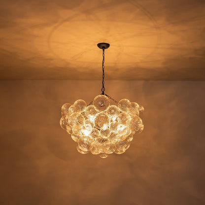 Annika bubble chandelier – lit with a warm glow, 8-light
