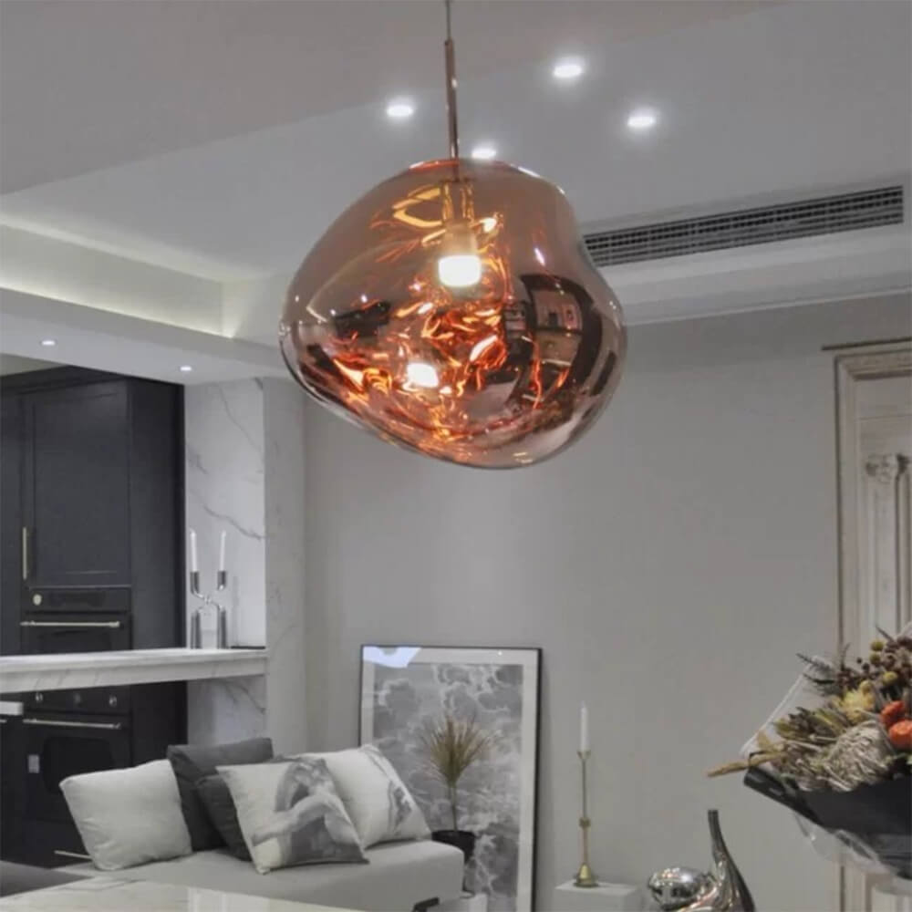 Maribel melt pendant – in copper in a living room