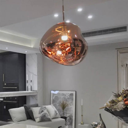 Maribel melt pendant – in copper in a living room