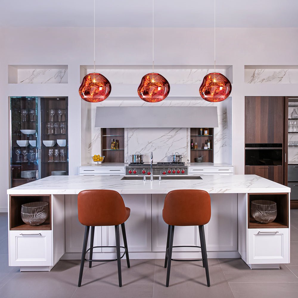 Maribel melt pendant – three over a kitchen island