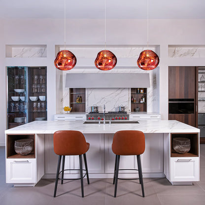 Maribel melt pendant – three over a kitchen island