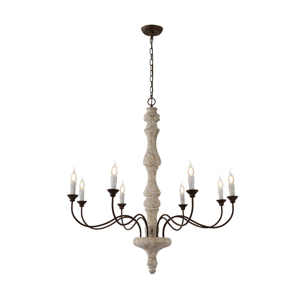 Amalia 8-light rustic candle chandelier, on white