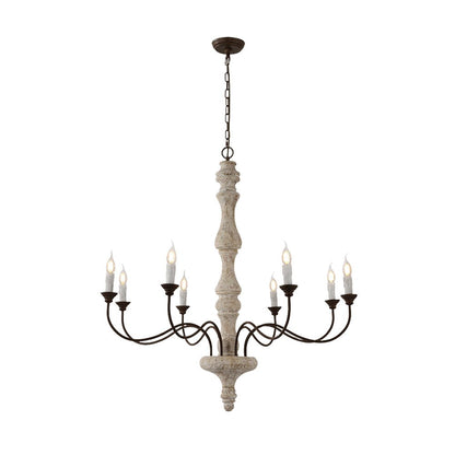 Amalia 8-light rustic candle chandelier, on white