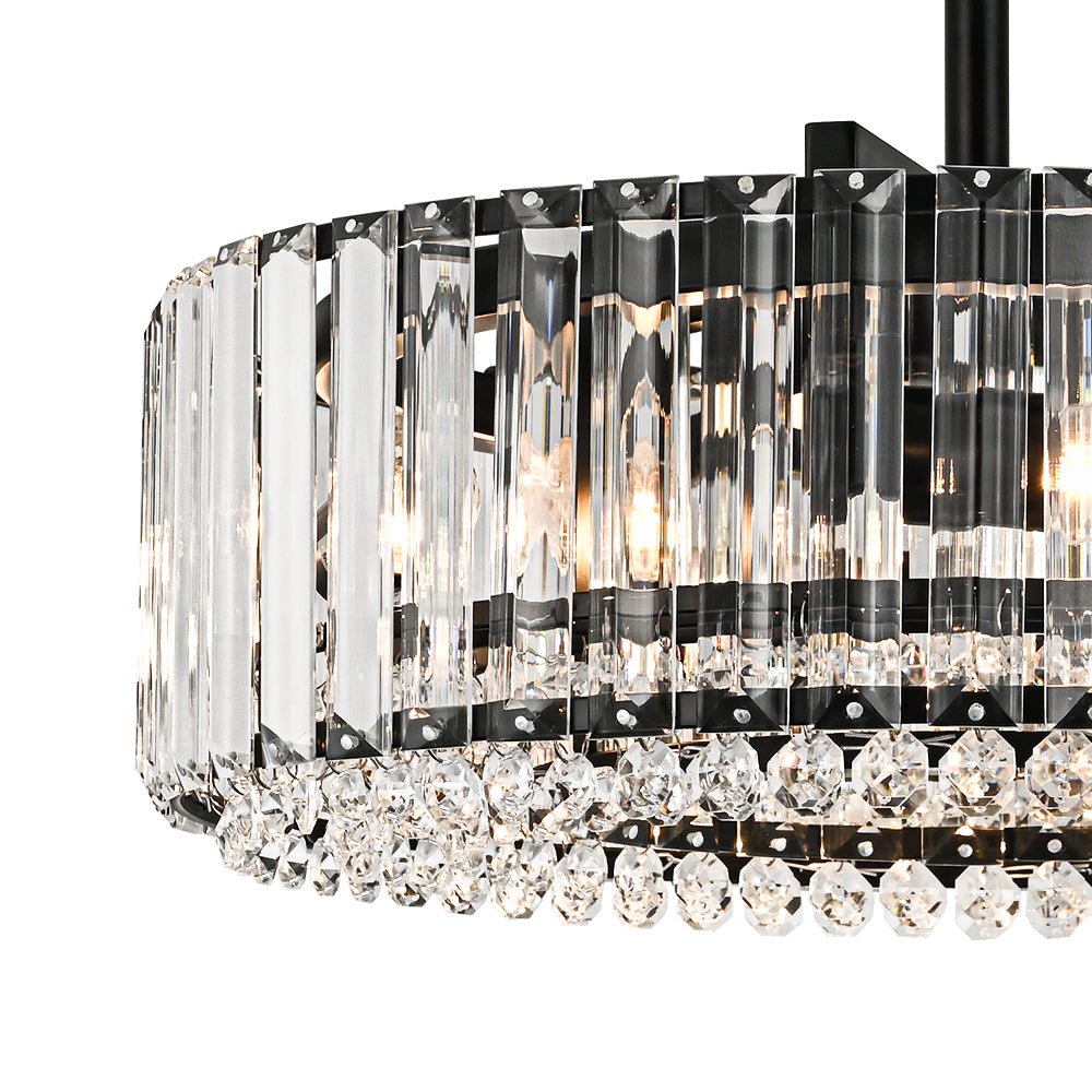 Tatiana crystal drum ceiling light – black crystal drum close-up