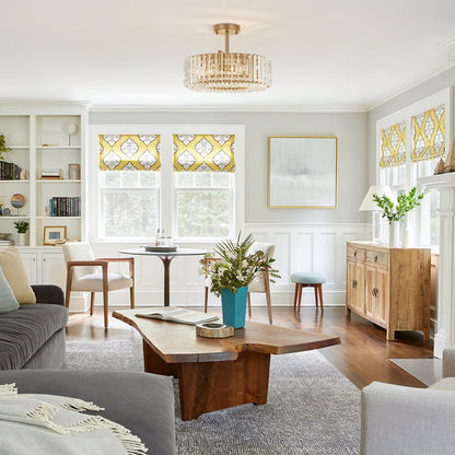 Tatiana crystal drum ceiling light – in a living room