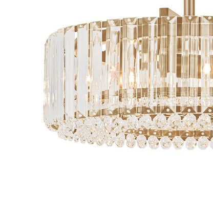 Tatiana crystal drum ceiling light – gold crystal close-up