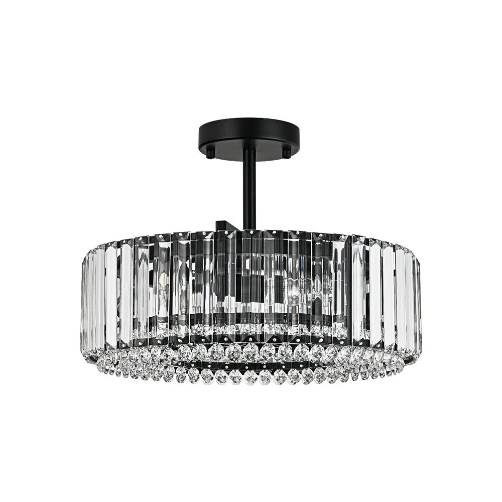 Tatiana crystal drum ceiling light – in black on white