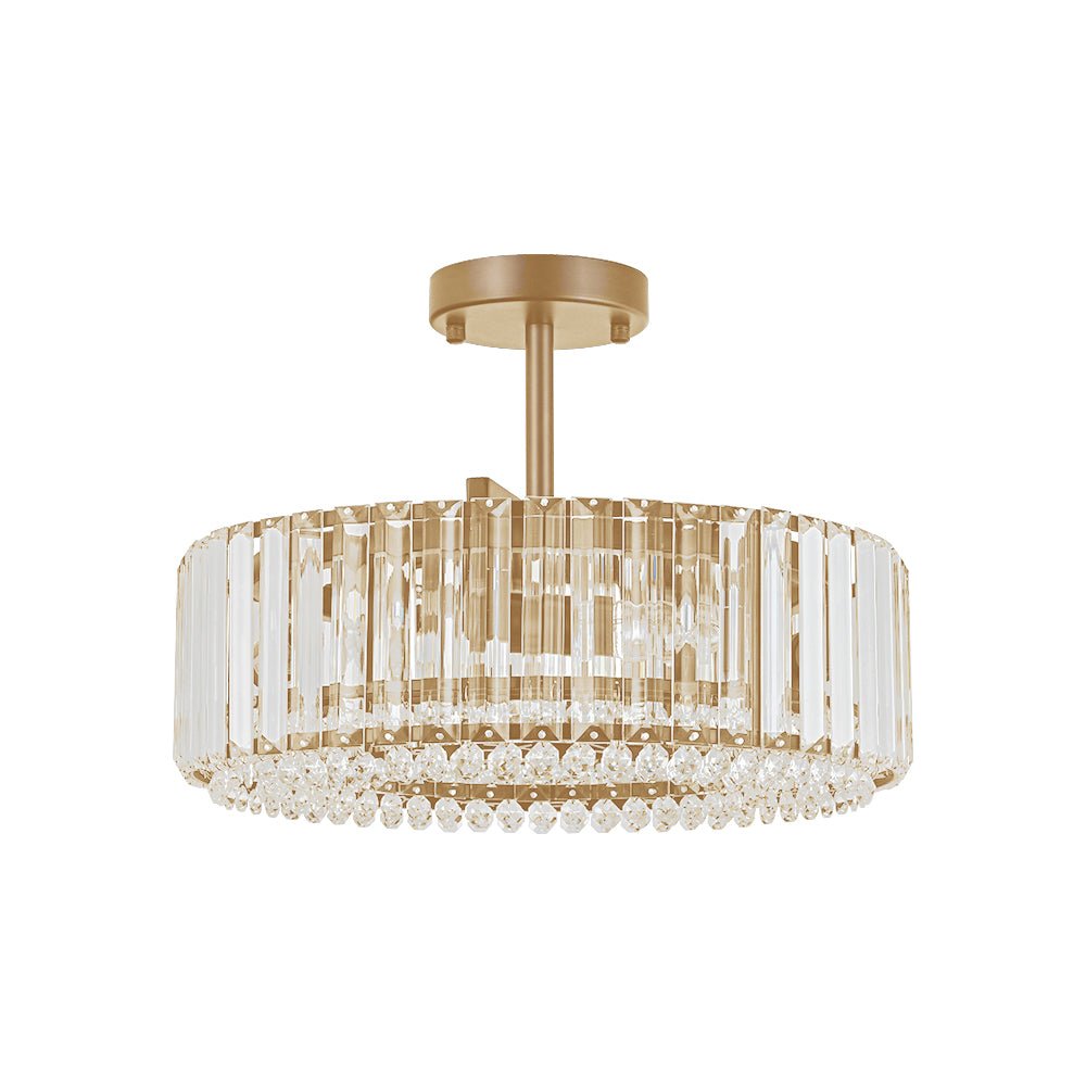 Tatiana crystal drum ceiling light – in gold on white