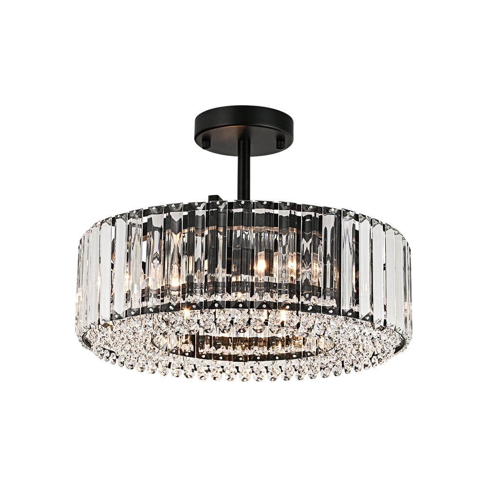 Tatiana crystal drum ceiling light – in black on white, alternate view