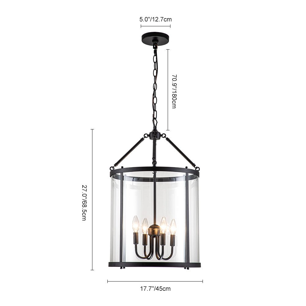 Tristan glass lantern chandelier – size diagram