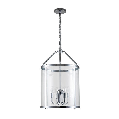 Tristan glass lantern chandelier – in chrome on white