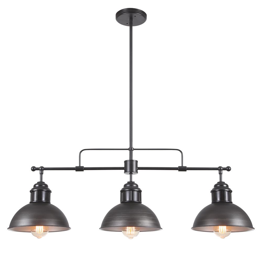 Benedict 3-light linear dome pendant – in antiqued silver on white